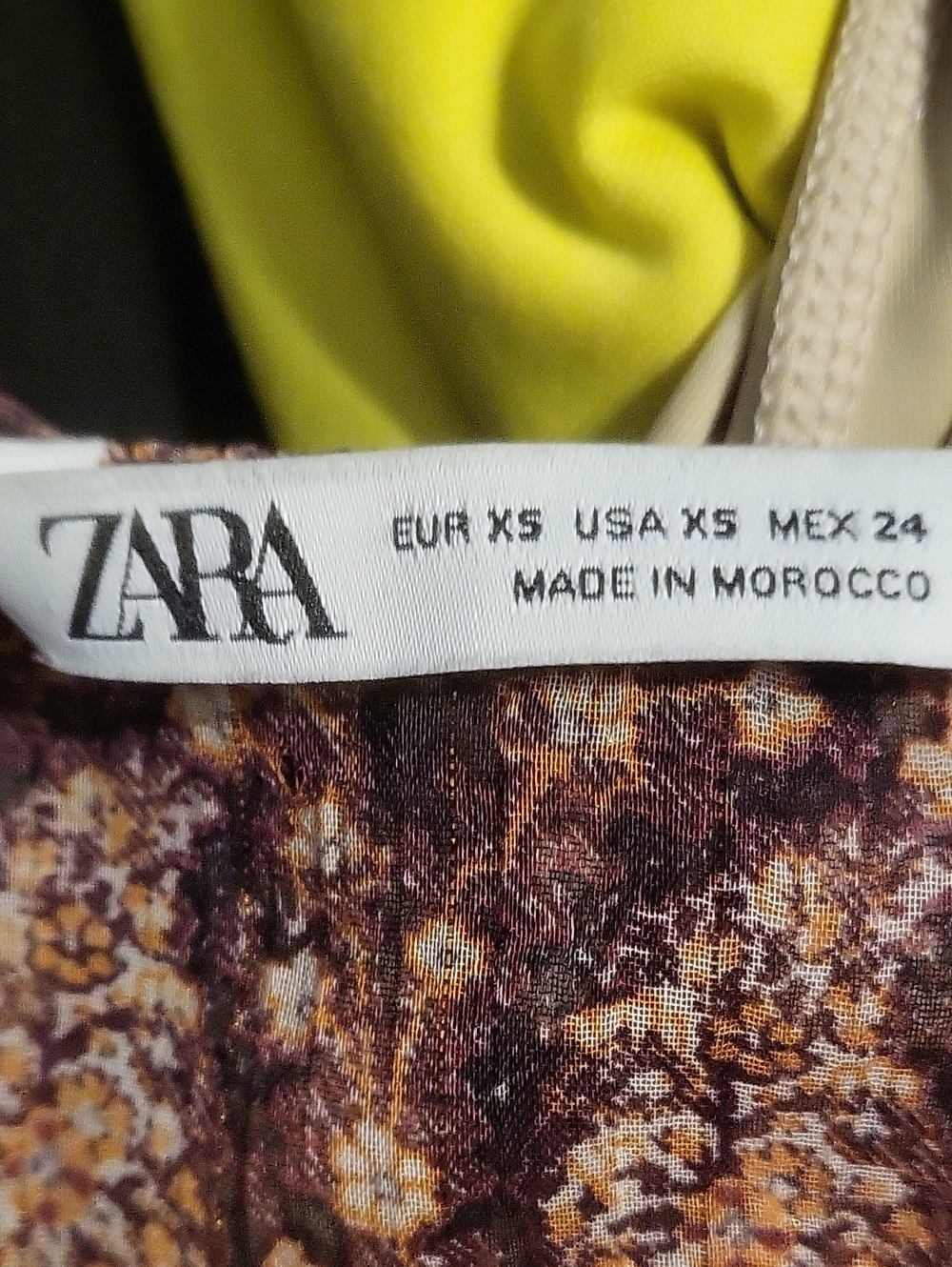 Zara Smocked Waist Ruffle-Tiered Long-Sleeve Dress in Brown Paisley - Picture 9 of 11